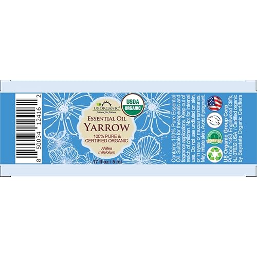US Organic 100% Pure Yarrow Essential Oil, USDA Certified Organic, Steam Distilled, Achillea Millefolium, Therapeutic Grade, Calming & Soothing, Skin Care & Aromatherapy, Sourced from Bulgaria (5 ml)