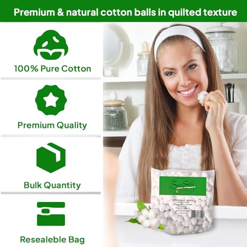 Spa Stix Cotton Balls. 500 Count Medium Size. Non Sterile Super Soft.,White