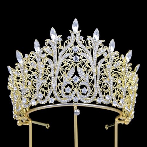 QXMYOO Extra Large Tiaras Tall Pageant Crowns for Women Clear Austrian Crystal Tiara Silver Homecoming Queen Crown Big Rhinestone Headpiece for Birthday Prom Quinceanera Wedding