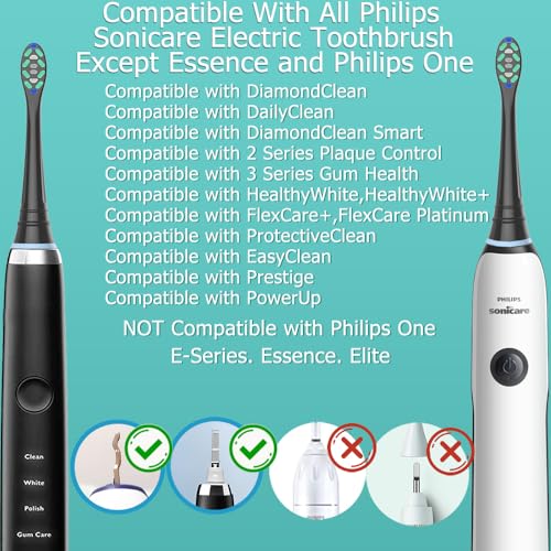 Replacement Heads Compatible with Sonicare Toothbrush, Replacement Brush Head for Philips Sonicare Electric Toothbrush 4100 5100 6100 9900 C2 W3 and More Click-on Handles 8 Black