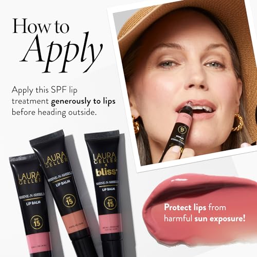 LAURA GELLER NEW YORK Shine-n-Shield Lip Balm SPF 15, Sunset Sands - Nourishes, Hydrates & Protects Lips