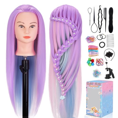 Mannequin Head, TopDirect 29" Hair Mannequin with Cosmetology Hair Doll Head to Practice on Styling Hairdressing Training Braiding with Clamp Holder & Tools for Women Girls