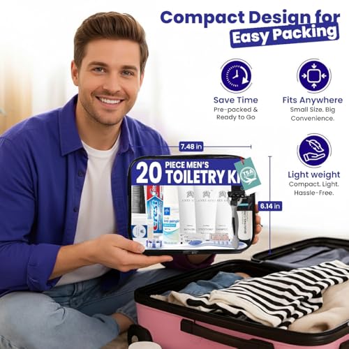 Trektote Travel Toiletry Kit For Men And Women ? 20 Piece Set of Travel Size Toiletries, TSA Compliant, Includes Shampoo And Conditioner, Body Wash, Toiletry Bag & More