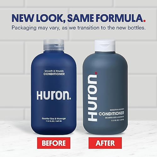 Huron Men¡¯s Conditioner - Lightweight, Hydrating Conditioner - Eliminates Frizzy Hair, Moisturizes, & Restores Shine - Clean & Invigorating Scent - 100% Vegan Ingredients & Cruelty-Free - 11.8 Fl Oz (2 Pack)