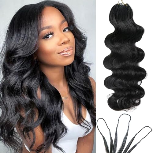 Body Wave Crochet Human Hair Knotless Pre-Separated Braid Virgin Human Hair With String Pre-Looped Reusable Feather Crochet Hair Extensions 18Inch 120g 100Strands