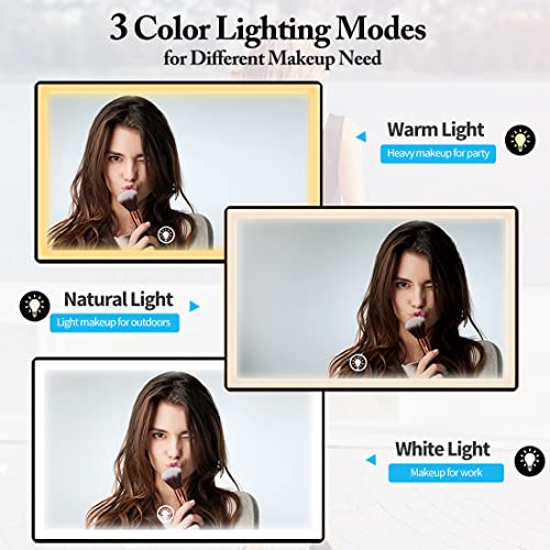UHdod 5 Way Mirror for Hair Cutting with LED Light, 360¡Æ Barber Mirrors with Adjustable Height Brackets, Makeup Mirror for Self Cut, Shaving, Grooming, Good Gifts for Men Women