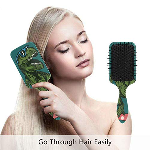 Dinosaur Detangler, Wet Dry Hair Brush for Kids, Men & Women - Plastic Handle