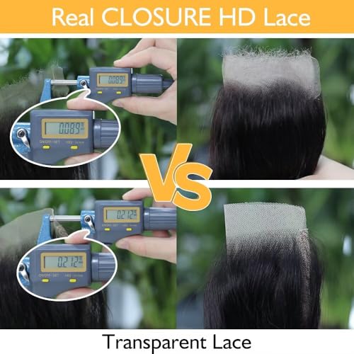 13x4 HD Lace Front Closure Ultra-Thin Invisible Frontal HD Lace Pre Plucked With Baby Hair 12A Silk Straight Brazilian Human Hair Extensions Single Knots 20 Inches