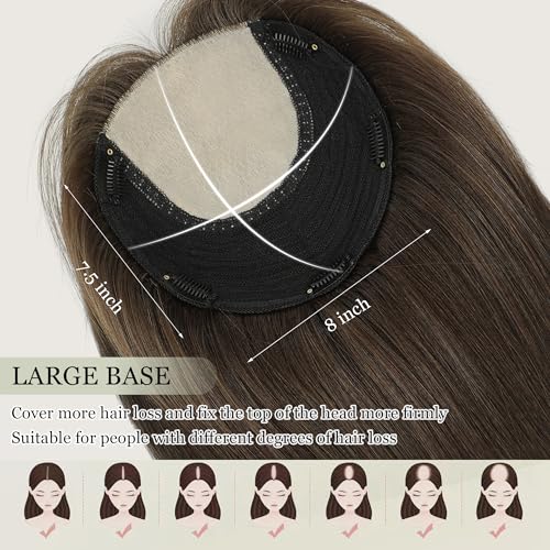 Hair Toppers for Women,Hair Toppers for Women Real Human Hairs No Bangs Top Hairs Extensions/Pieces for Thinning Hari 16Inch