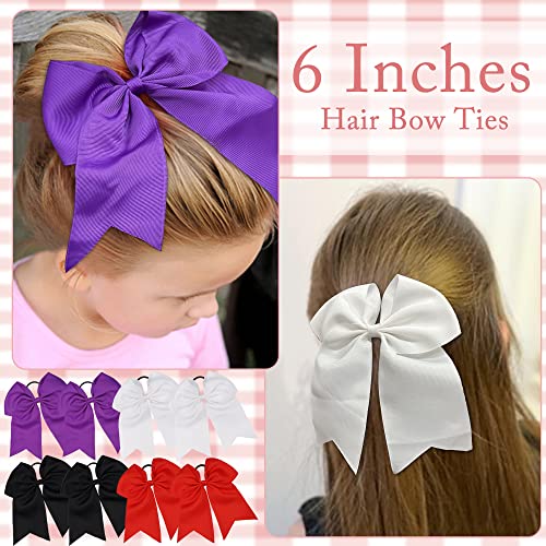 Yxiang 20Pcs Large Cheer Bows for Girls Ponytail Holder Grosgrain Ribbon Bows Elastic Hair Tie Bands for Cheerleading Teen Girls College Sports