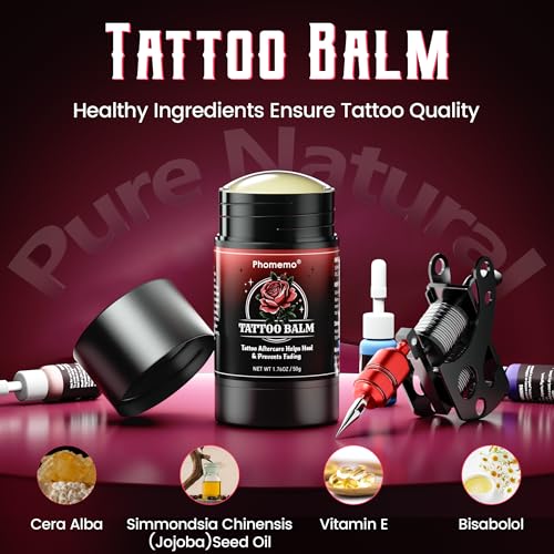 Phomemo Tattoo Aftercare Supplies, Tattoo Balm for Healing, Tattoo Cream for Moisturizing & Enhancing Color, Tattoo Butter for New & Old Tattoo, 100% Natural & Petroleum-Free, 1.76oz, 2 Pack