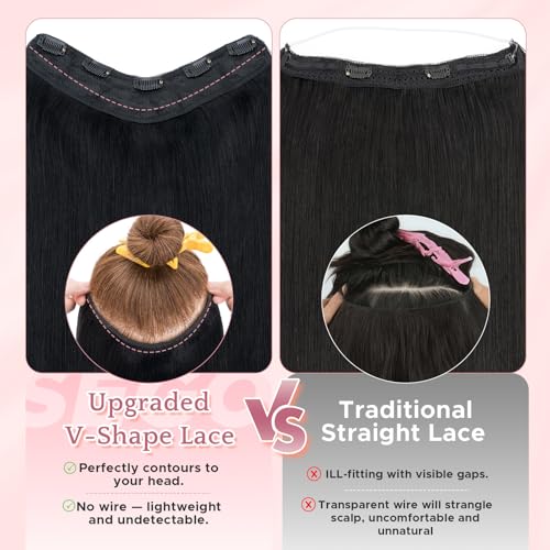 One Piece Clip in Hair Extensions 100% Real Human Hair 3/4 Full Head Hair with Upgraded V-Shaped Weft 5 Clips in Hair Extensions for Women, £¨22 Inch, #18P613 Ash Blonde Mixed Bleach Blonde£©