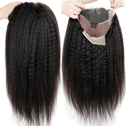 13X4 Kinky Straight Lace Front Wigs Human Hair for Women,26 inch Glueless Kinky Straight Human Hair Wig Pre Plucked HairLine with Baby Hair,180% Density Yaki Straight Lace Wigs Natural Black Color