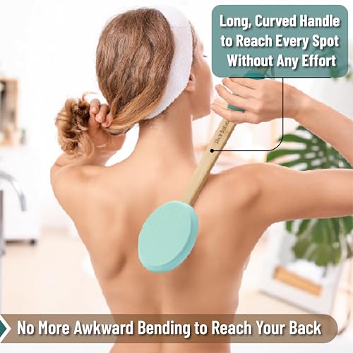 Slick- Lotion Applicator with 3 Extra Pads, 17 Inch, Green, Back Applicator Lotion, Certified Organic, Easy Reach Washable, Self Tanner for All Skin Tone