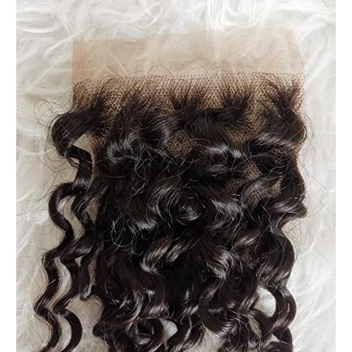 Clytie One Donor Raw Curly 4x4 Mediun Brown Swiss Lace Closure Indian Temple Hair Cuticle Aligned Unprocessed Virgin Hair Piece (4x4 18" closure)