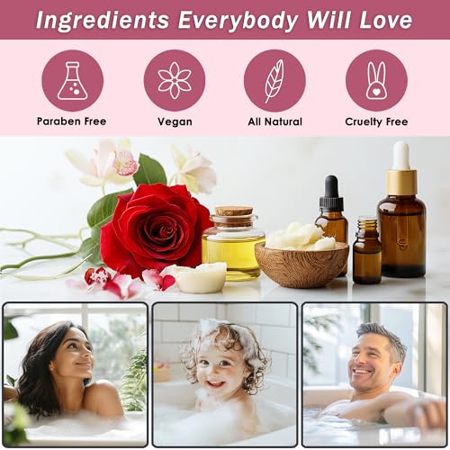 Spa Gift Baskets For Women - Luxury Bath Set With Rose Oil & Orchid - Spa Kit Includes Body Wash, Bubble Bath, Lotion, Body Butter, Soap, Body Spray, Shower Puff, and Towel