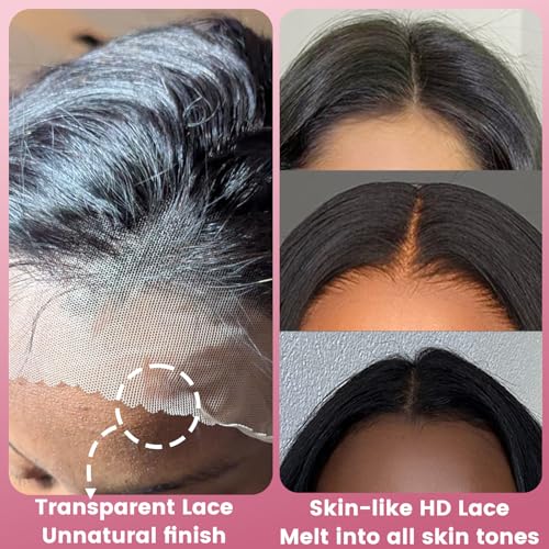 5x5 14 inch HD Lace Closure Human Hair Skin-like 0.1mm thin frontal 100% Virgin Hair pre plucked Natural Black Body Wave