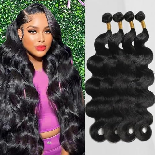 Body Wave Bundles Human Hair 16 18 20 22Inch 100% Human Hair Quick Weave Bundles for Women Natural Black