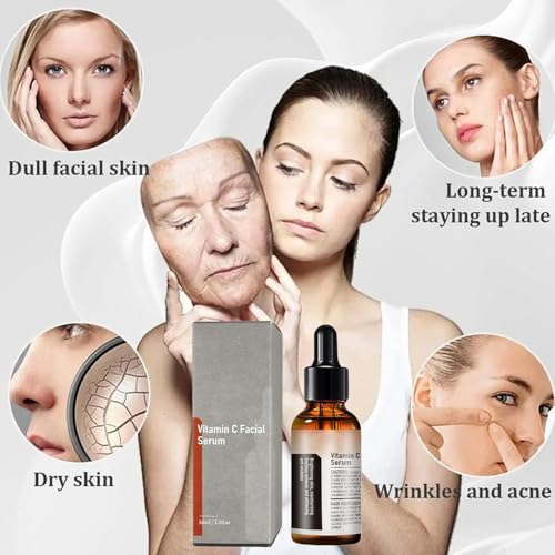 Vitamin C Serum For Face, Anti Aging Face Serum with Vitamin C, Hyaluronic Acid, Vitamin E ? Brightening Formula ? Improve Appearance of Dark Spots, Tone, Fine Lines & Wrinkles (2Pcs)