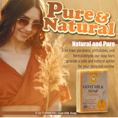 Honey Sweetie Acres Turmeric Goat Milk Soap - Handmade 5 oz Bar, Made with Natural Ingredients, Moisturizing & Gentle, Made in the USA