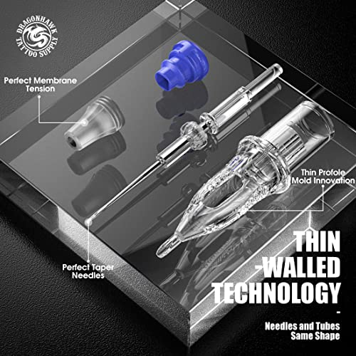 Dragonhawk Extreme Tattoo Needles - 20PCS Disposable Round Liner Cartridges 1203RL Professional Needles for Lining Work Fits Most Tattoo Machines
