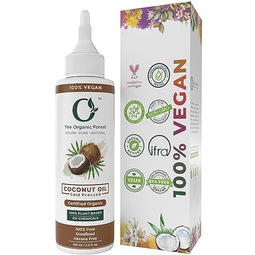 100% Pure & Organic Coconut Oil for Hair, Skin & Body ? Cold-Pressed, Unrefined and Natural ? Nourishing & Strengthening Oil ? Vegan & Chemical-Free ? 3.4 fl. oz