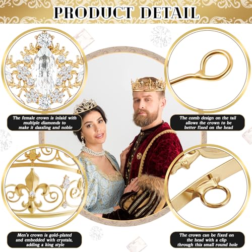Henoyso 4 Pcs Prom King and Queen Crowns for Men Women Halloween Party King Queen Tiara Headband Homecoming Party Favor