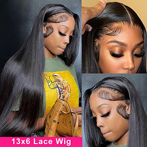 13x6 HD Lace Front Straight Human Hair Wigs for Woman Glueless 13x6 Lace Frontal Wigs Human Hair Pre Plcuked Straight Lace Frontal Wig Human Hair 13x6 Lace Front Wigs 34 Inch