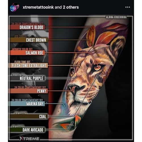 Xtreme Ink 5 Pure Color Set 1/2oz - Elevate Tattoo Art with Pure Blue, Green, Turquoise, Purple, and Brown Inks - Concentrated Tattoo Ink Collection for Stunning Designs (Set of 5, 1/2 oz)