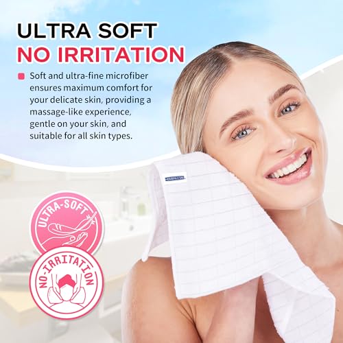 HOMERHYME Microfiber Washcloths Face Towel, 12 Pack White Towels Fingertip Washcloth, Soft Lint Free Quick Dry Bulk Absorbent Reusable Wash Cloths for Bathroom, Salon, Spa, Gym