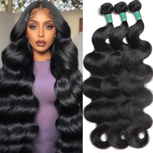 Brazilian Human Hair Bundles 20 22 24 Inch Body Wave Bundles Human Hair 12A 100% Unprocessed Virgin Hair Weave 3 Bundle Deals Natural Black Color