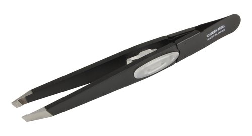 SEKI EDGE SS-518 Amazing Tweezer - Slant Tip Stainless Steel Black