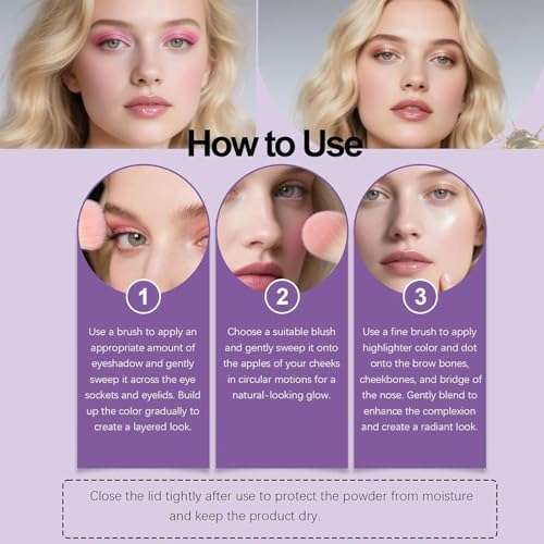 Eye & Cheek Palette - Eyeshadow and Highlighter Makeup, Face Highlighter Palette for Women, Multitasking Blush, Highlighting Eye & Cheek Palette, 4-In-1Makeup Palettes Kit