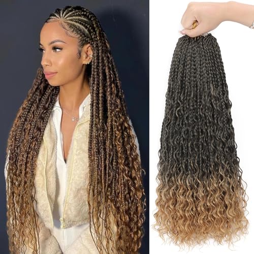 14 Inch Boho Box Braids Crochet Hair Goddess Box Braids Crochet Hair 8 Packs Boho Box Braid Synthetic Bohemian Braid for Women