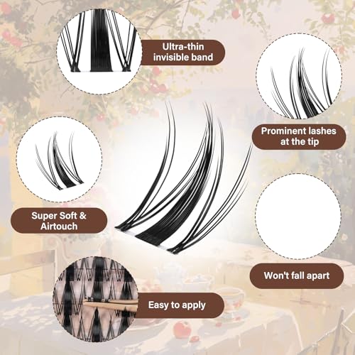 JMS&JMS Lash Clusters 144 Pcs Natural Cluster Lashes Invisible Band Manga Lashes Super Thin Band Reusable Soft & Comfortable(Fairy,8-18mix)