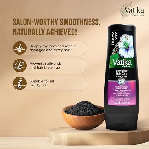 Vatika Naturals Blackseed Shampoo & Conditioner Combo, 400ml, Repairs Damaged Hair, Controls Frizz, Prevents Dryness, Strengthens Roots, Adds Shine, Nourishing Turkish Blackseed Hair Care