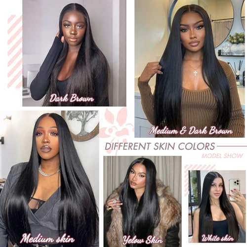 Straight Wigs Human Hair 13x6 Lace Front Wigs Human Hair Pre Plucked 200 Density HD Transparent Lace Frontal Wigs for Women Glueless Wigs Human Hair Natural Color 22 Inch