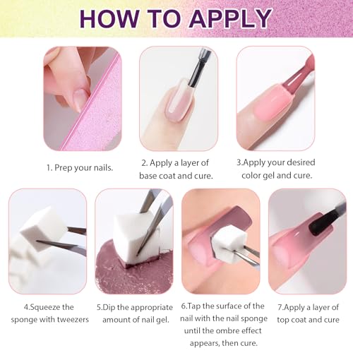 Gradient Painting Gel, 9 Bright Colors Ombre Gel Nail Polish Spring Summer Light Pink Blue for Pigment Pat Nails Aura Nails, French Manicure DIY Nail Art Long Lasting Palette Fairy Spring