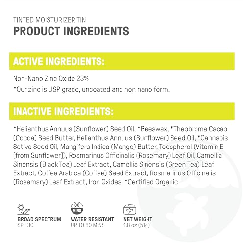 Raw Element Ultra-Moisturizing Tinted Face Cream, Non Toxic Mineral Face Sunscreen, Daily Tinted Moisturizer, Non-Nano Zinc Oxide, Reef Friendly, All Ages, SPF 30, 1.8 oz, Bronze, Pack of 1