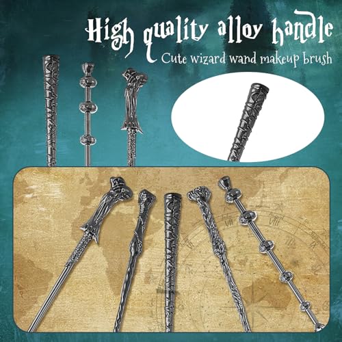 Wi-zard Wand Makeup Brushes Set, Potter Make Up Brush Set for Women Girls 5pcS£¬Best Harry Gifts for kids(Silver)