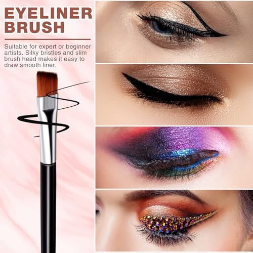 Gerrii 100 Pieces Disposable Angled Eyebrow Brushes Eye Liner Brush Disposable Angle Brushes Tinting Brushes for Women Girls Salon Beauty Cosmetic Make up Tool Esthetician Supplies(Silver)