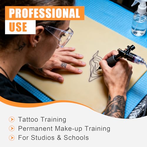 10Pcs Tattoo Practice Skins, 3mm Thick Fake Skin 6"x8" - Realistic Reusable Silicone Sheet for Beginners & Professional Artists Tattoo Skin with Storage Box