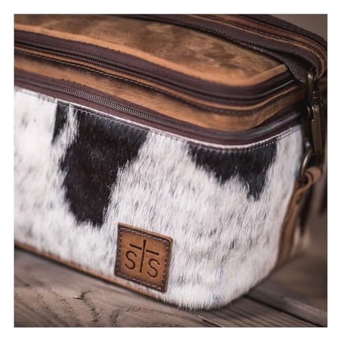 STS Cowhide Cosmetic Case Glamour Makeup Organizer, Color: Tornado/Cowhide (STS-30888)