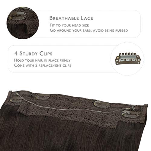 WENNALIFE (Increase 50% Lifespan) Real Human Hair 14 inch 75g Dark Brown Remy Invisible Transparent Wire Fish Line Hair Extensions Straight Real Hair Extensions