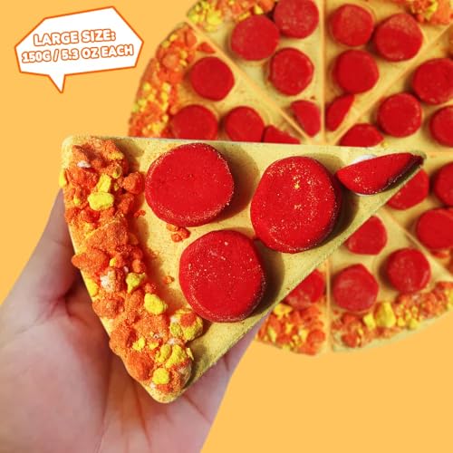 Pizza Bath Bombs Set of 8 Slices ? Large Fizzies for Relaxing Bubble Bath, Handmade Spa Gift for Women, Men & Kids ? Fun Pizza-Shaped Aromatherapy Bath Bomb Gift Set