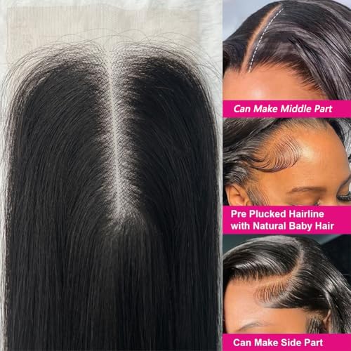 2x6 Hd Lace Closure Straight Indian Virgin Human Hair,14Inch Middle Part Pre Plucked Natural Hairline Transparent Swiss Lace Closure Human Hair