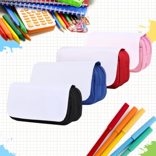 4 Pcs Blank Sublimation Pencil Case Cosmetic Bags Printable Multipurpose DIY Makeup Bags Toiletry Pouch with Removable Flap-Black