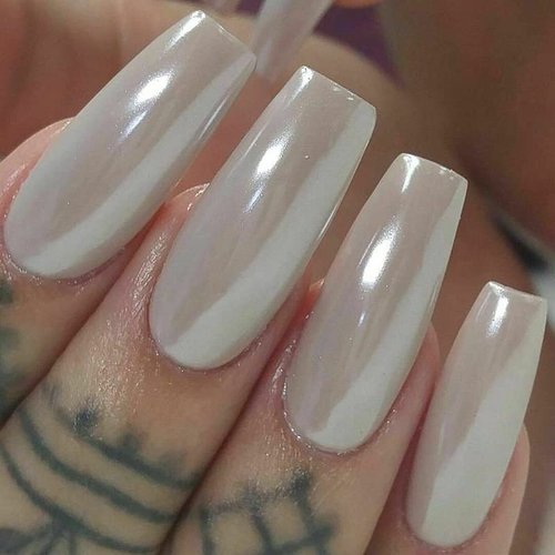 White Pearl Chrome Nail Powder - 2 Boxes Pearl Powder Ice Transparent Aurora Chrome Nail Powder, High Gloss Pearlescent Iridescent Glitters Powder Metallic Pigment for Nails