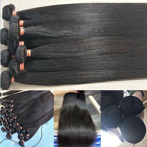 Straight Human Hair Bundles One-Directional Cuticles 14 16 18 Inch 3 Bundles Human Hair Weave 12A Unprocessed Brazilian Virgin Human Hair Extensions¡¦