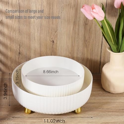Anyoifax Makeup Perfume Organizer Tray 360 Degree Rotating Lazy Susan Skincare Lotion Organizer Spinning Cosmetics Storage for Dresser, Vanity, Bathroom Countertop, Small Ivory White